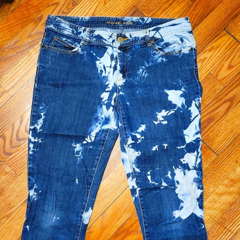 Unique Michael Kors bleach tie-dyed jeans